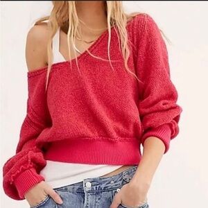 New! Free People Riptide Dolman Sleeve Women's Hot Pink Sweater 🌺 Medium!